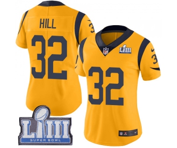 #32 Limited Troy Hill Gold Nike NFL Women's Jersey Los Angeles Rams Rush Vapor Untouchable Super Bowl LIII Bound