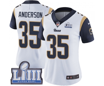 #35 Limited C.J. Anderson White Nike NFL Road Women's Jersey Los Angeles Rams Vapor Untouchable Super Bowl LIII Bound