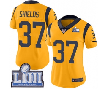 #37 Limited Sam Shields Gold Nike NFL Women's Jersey Los Angeles Rams Rush Vapor Untouchable Super Bowl LIII Bound