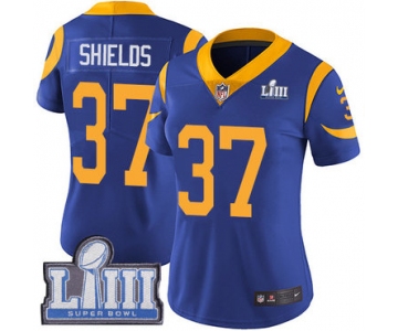 #37 Limited Sam Shields Royal Blue Nike NFL Alternate Women's Jersey Los Angeles Rams Vapor Untouchable Super Bowl LIII Bound