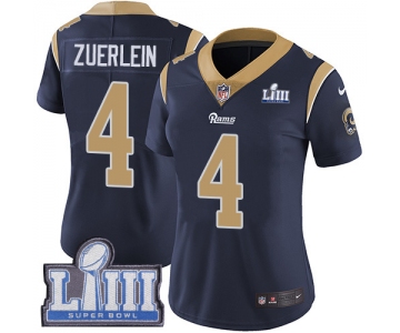 #4 Limited Greg Zuerlein Navy Blue Nike NFL Home Women's Jersey Los Angeles Rams Vapor Untouchable Super Bowl LIII Bound