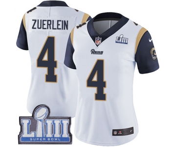 #4 Limited Greg Zuerlein White Nike NFL Road Women's Jersey Los Angeles Rams Vapor Untouchable Super Bowl LIII Bound