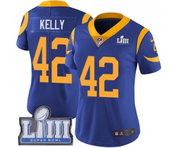 #42 Limited John Kelly Royal Blue Nike NFL Alternate Women's Jersey Los Angeles Rams Vapor Untouchable Super Bowl LIII Bound