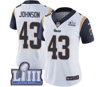 #43 Limited John Johnson White Nike NFL Road Women's Jersey Los Angeles Rams Vapor Untouchable Super Bowl LIII Bound