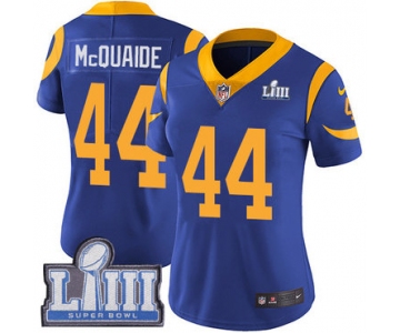 #44 Limited Jacob McQuaide Royal Blue Nike NFL Alternate Women's Jersey Los Angeles Rams Vapor Untouchable Super Bowl LIII Bound