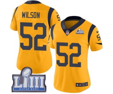 #52 Limited Ramik Wilson Gold Nike NFL Women's Jersey Los Angeles Rams Rush Vapor Untouchable Super Bowl LIII Bound