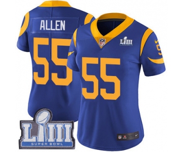 #55 Limited Brian Allen Royal Blue Nike NFL Alternate Women's Jersey Los Angeles Rams Vapor Untouchable Super Bowl LIII Bound