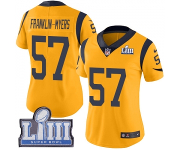 #57 Limited John Franklin-Myers Gold Nike NFL Women's Jersey Los Angeles Rams Rush Vapor Untouchable Super Bowl LIII Bound