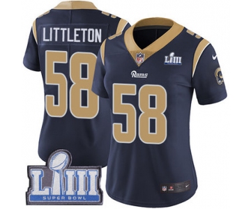 #58 Limited Cory Littleton Navy Blue Nike NFL Home Women's Jersey Los Angeles Rams Vapor Untouchable Super Bowl LIII Bound