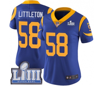 #58 Limited Cory Littleton Royal Blue Nike NFL Alternate Women's Jersey Los Angeles Rams Vapor Untouchable Super Bowl LIII Bound