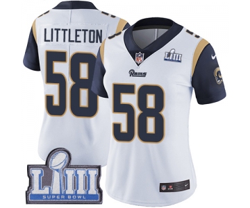 #58 Limited Cory Littleton White Nike NFL Road Women's Jersey Los Angeles Rams Vapor Untouchable Super Bowl LIII Bound
