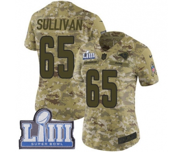 #65 Limited John Sullivan Camo Nike NFL Women's Jersey Los Angeles Rams 2018 Salute to Service Super Bowl LIII Bound