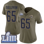 #65 Limited John Sullivan Olive Nike NFL Women's Jersey Los Angeles Rams 2017 Salute to Service Super Bowl LIII Bound