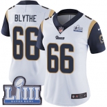 #66 Limited Austin Blythe White Nike NFL Road Women's Jersey Los Angeles Rams Vapor Untouchable Super Bowl LIII Bound