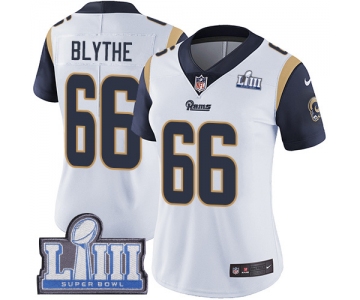 #66 Limited Austin Blythe White Nike NFL Road Women's Jersey Los Angeles Rams Vapor Untouchable Super Bowl LIII Bound