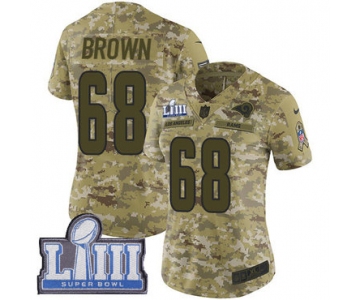 #68 Limited Jamon Brown Camo Nike NFL Women's Jersey Los Angeles Rams 2018 Salute to Service Super Bowl LIII Bound