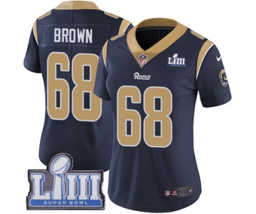 #68 Limited Jamon Brown Navy Blue Nike NFL Home Women's Jersey Los Angeles Rams Vapor Untouchable Super Bowl LIII Bound