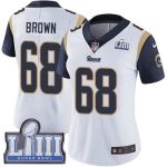 #68 Limited Jamon Brown White Nike NFL Road Women's Jersey Los Angeles Rams Vapor Untouchable Super Bowl LIII Bound