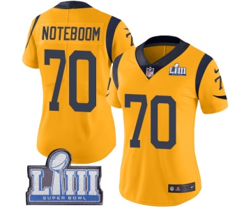 #70 Limited Joseph Noteboom Gold Nike NFL Women's Jersey Los Angeles Rams Rush Vapor Untouchable Super Bowl LIII Bound