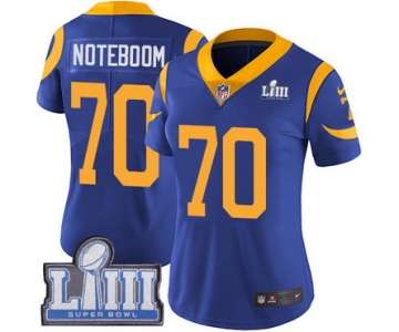 #70 Limited Joseph Noteboom Royal Blue Nike NFL Alternate Women's Jersey Los Angeles Rams Vapor Untouchable Super Bowl LIII Bound