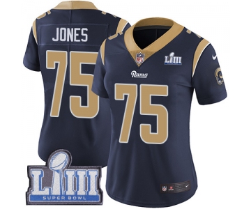 #75 Limited Deacon Jones Navy Blue Nike NFL Home Women's Jersey Los Angeles Rams Vapor Untouchable Super Bowl LIII Bound