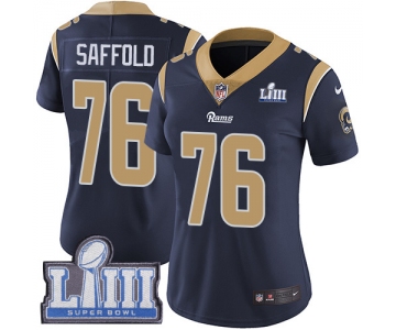 #76 Limited Rodger Saffold Navy Blue Nike NFL Home Women's Jersey Los Angeles Rams Vapor Untouchable Super Bowl LIII Bound