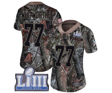 #77 Limited Andrew Whitworth Camo Nike NFL Women's Jersey Los Angeles Rams Rush Realtree Super Bowl LIII Bound