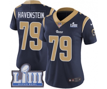 #79 Limited Rob Havenstein Navy Blue Nike NFL Home Women's Jersey Los Angeles Rams Vapor Untouchable Super Bowl LIII Bound