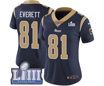 #81 Limited Gerald Everett Navy Blue Nike NFL Home Women's Jersey Los Angeles Rams Vapor Untouchable Super Bowl LIII Bound