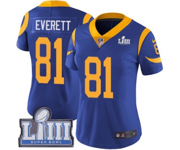 #81 Limited Gerald Everett Royal Blue Nike NFL Alternate Women's Jersey Los Angeles Rams Vapor Untouchable Super Bowl LIII Bound