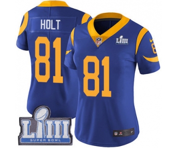 #81 Limited Torry Holt Royal Blue Nike NFL Alternate Women's Jersey Los Angeles Rams Vapor Untouchable Super Bowl LIII Bound