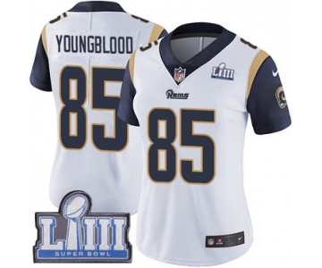 #85 Limited Jack Youngblood White Nike NFL Road Women's Jersey Los Angeles Rams Vapor Untouchable Super Bowl LIII Bound