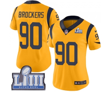 #90 Limited Michael Brockers Gold Nike NFL Women's Jersey Los Angeles Rams Rush Vapor Untouchable Super Bowl LIII Bound