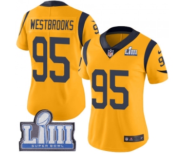 #95 Limited Ethan Westbrooks Gold Nike NFL Women's Jersey Los Angeles Rams Rush Vapor Untouchable Super Bowl LIII Bound