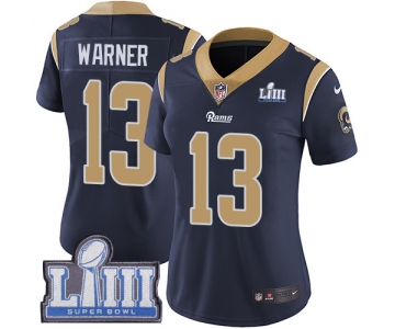 Women's Los Angeles Rams #13 Kurt Warner Navy Blue Nike NFL Home Vapor Untouchable Super Bowl LIII Bound Limited Jersey