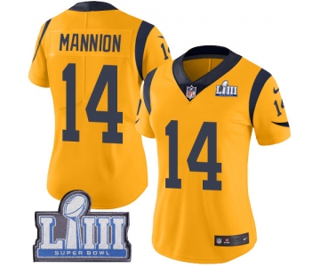 Women's Los Angeles Rams #14 Sean Mannion Gold Nike NFL Rush Vapor Untouchable Super Bowl LIII Bound Limited Jersey
