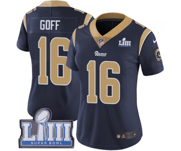 Women's Los Angeles Rams #16 Jared Goff Navy Blue Nike NFL Home Vapor Untouchable Super Bowl LIII Bound Limited Jersey