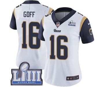 Women's Los Angeles Rams #16 Jared Goff White Nike NFL Road Vapor Untouchable Super Bowl LIII Bound Limited Jersey