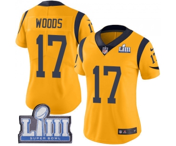Women's Los Angeles Rams #17 Robert Woods Gold Nike NFL Rush Vapor Untouchable Super Bowl LIII Bound Limited Jersey