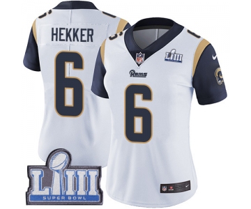 Women's Los Angeles Rams #6 Johnny Hekker White Nike NFL Road Vapor Untouchable Super Bowl LIII Bound Limited Jersey