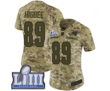 Women's Los Angeles Rams #89 Tyler Higbee Camo Nike NFL 2018 Salute to Service Super Bowl LIII Bound Limited Jersey