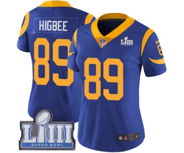 Women's Los Angeles Rams #89 Tyler Higbee Royal Blue Nike NFL Alternate Vapor Untouchable Super Bowl LIII Bound Limited Jersey