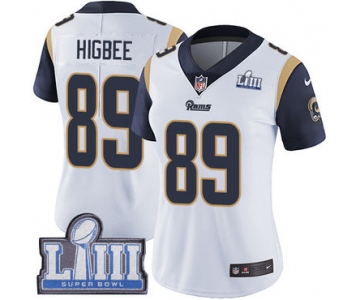 Women's Los Angeles Rams #89 Tyler Higbee White Nike NFL Road Vapor Untouchable Super Bowl LIII Bound Limited Jersey