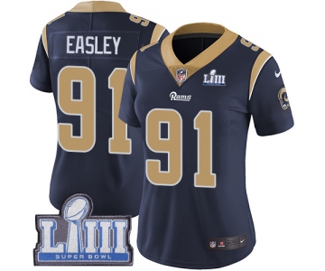 Women's Los Angeles Rams #91 Dominique Easley Navy Blue Nike NFL Home Vapor Untouchable Super Bowl LIII Bound Limited Jersey