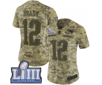 #12 Limited Tom Brady Camo Nike NFL Women's Jersey New England Patriots 2018 Salute to Service Super Bowl LIII Bound