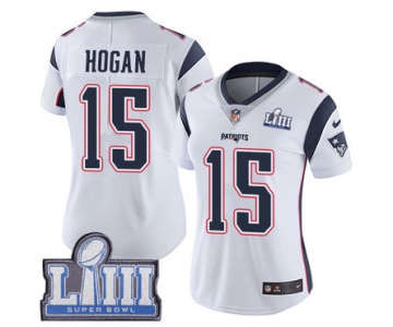 #15 Limited Chris Hogan White Nike NFL Road Women's Jersey New England Patriots Vapor Untouchable Super Bowl LIII Bound