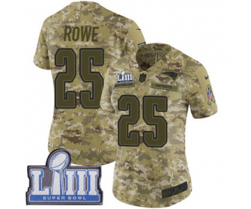 #25 Limited Eric Rowe Camo Nike NFL Women's Jersey New England Patriots 2018 Salute to Service Super Bowl LIII Bound