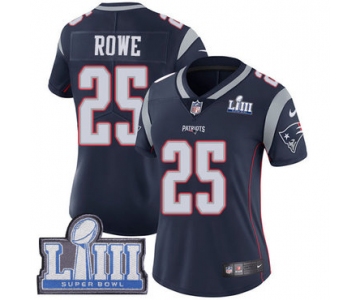 #25 Limited Eric Rowe Navy Blue Nike NFL Home Women's Jersey New England Patriots Vapor Untouchable Super Bowl LIII Bound