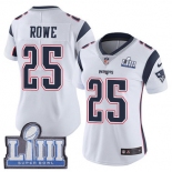 #25 Limited Eric Rowe White Nike NFL Road Women's Jersey New England Patriots Vapor Untouchable Super Bowl LIII Bound