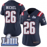 #26 Limited Sony Michel Navy Blue Nike NFL Women's Jersey New England Patriots Rush Vapor Untouchable Super Bowl LIII Bound